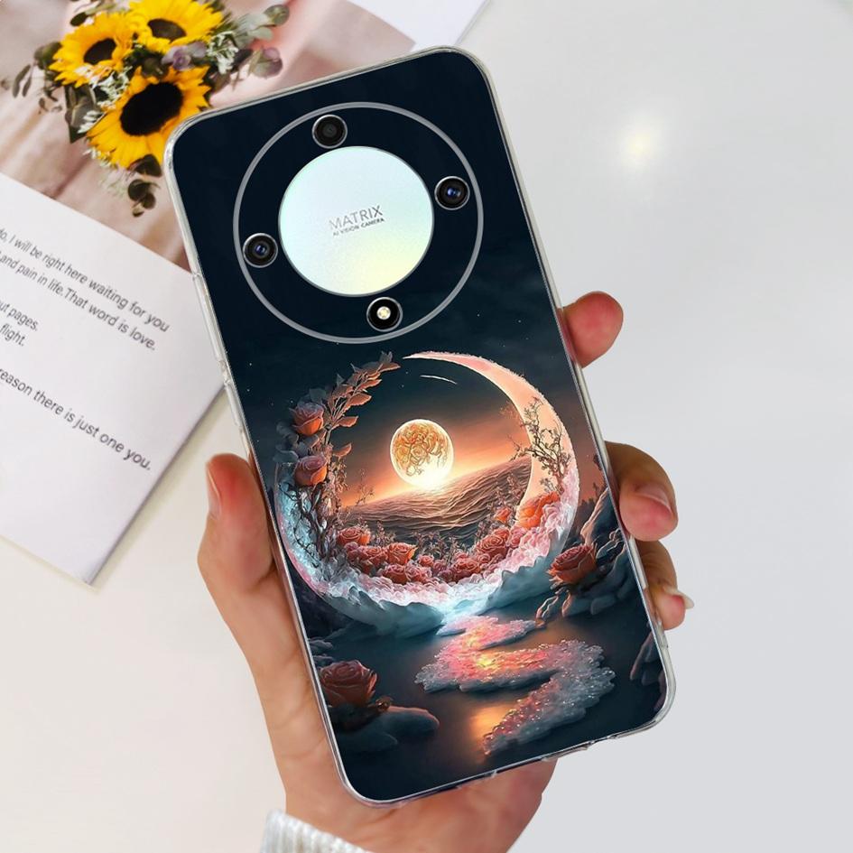 Чехол для Honor X9b 5G ALI-NX1 Популярный Цветок Мягкий Прозрачный Силиконовый TPU Чехол для Honor X9a RMO-NX1 HonorX9 ANY-NX1 Ударопрочный Funda