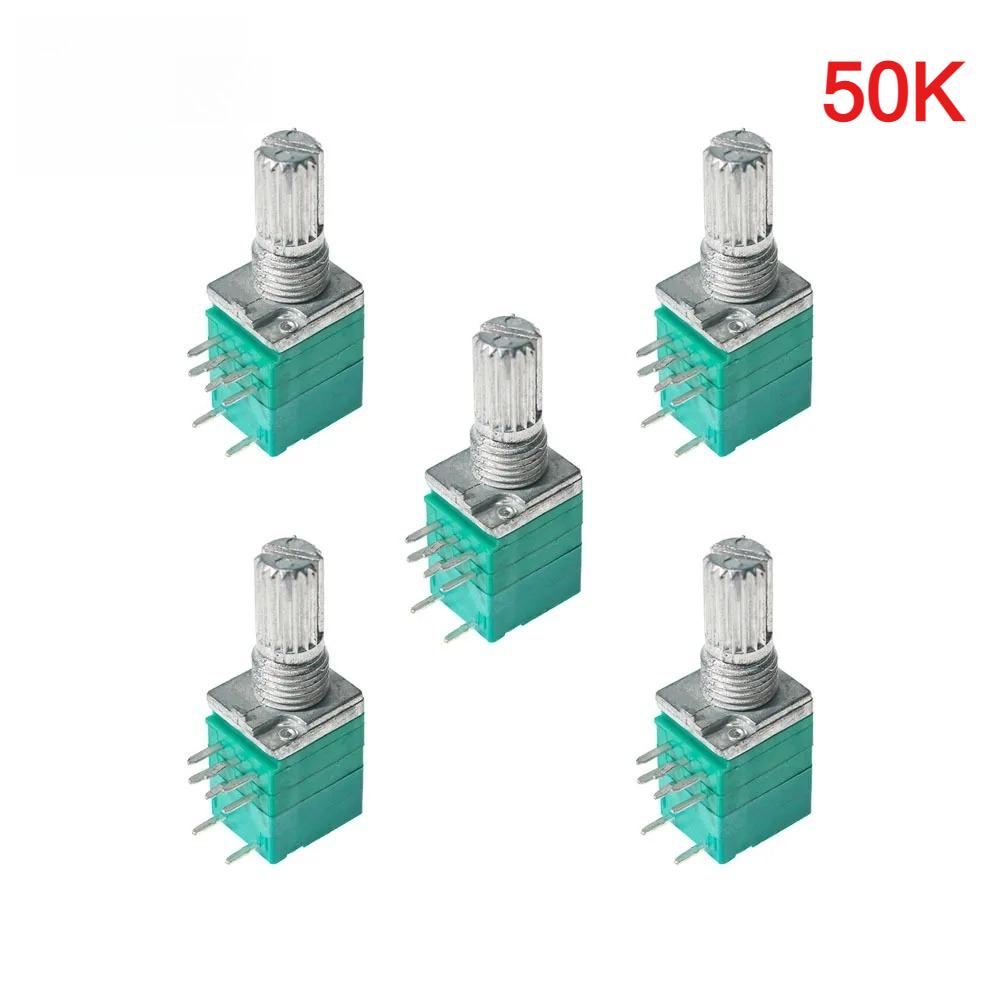 5 шт. RK097N 8-контактный RK097 5K 10K 20K 50K 100K B5K с переключателем Аудио-вал 15 мм Усилитель Герметичный Вращающийся Потенциометр Комплект