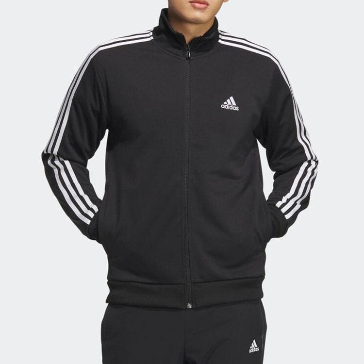 adidas Куртка с вышитым логотипом в полоску и воротником-стойкой, мужская верхняя одежда, цвет черный IA9378