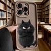 Grumpy Black Fluffy Cat Phone Case for iPhone 17 16 15 14 13 12 11 Pro Max Plus Anti Scratch, Gel Flexible Protective