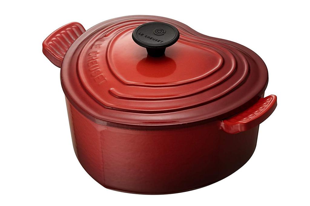 Le Creuset Cast Iron Enamel Cocotte Cherry Oven Perfect for Bridal and Distributed in Pot, d'Amour, Red, Gas, Induction, Compatible, Weddings,