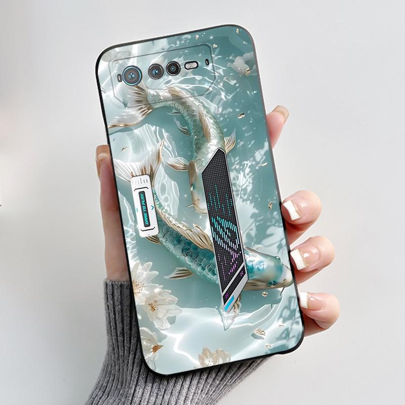 Чехол для телефона Asus ROG Phone 6 5G, мягкий силиконовый, черный, элегантный стиль, мультяшный узор, чехол со снежной горой