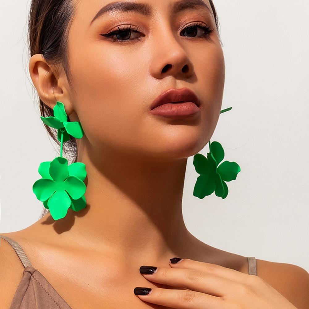 Металлические серьги-цветы с лепестками, серьги с дофамином, украшения, модные длинные серьги-подвески, вечеринка