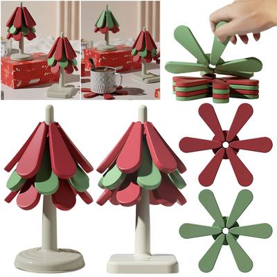 Подставка под миски и чайники на рождественскую тематику, термостойкая подставка под чашку с подставкой, многофункциональная подставка под обеденный стол