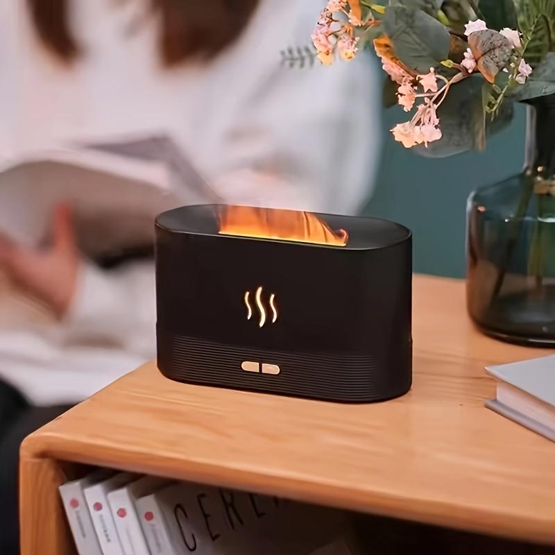 1pc New Flame Simulation Flame Ultrasonic Humidifier, Portable 7-Color Flame Fireplace Air Aromatic Essential Oil Diffuser, USB