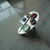 Multicolor Oval Palette Index Finger Ring with Diamond Bohemian Style Ring Retro Open Adjustable Ring