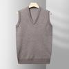 Solid Color V-neck Sweater Vest In Autumn and Winter Middle-aged and Old Dad Wears A Shirt and Knitted Vest Sleeveless Vest.