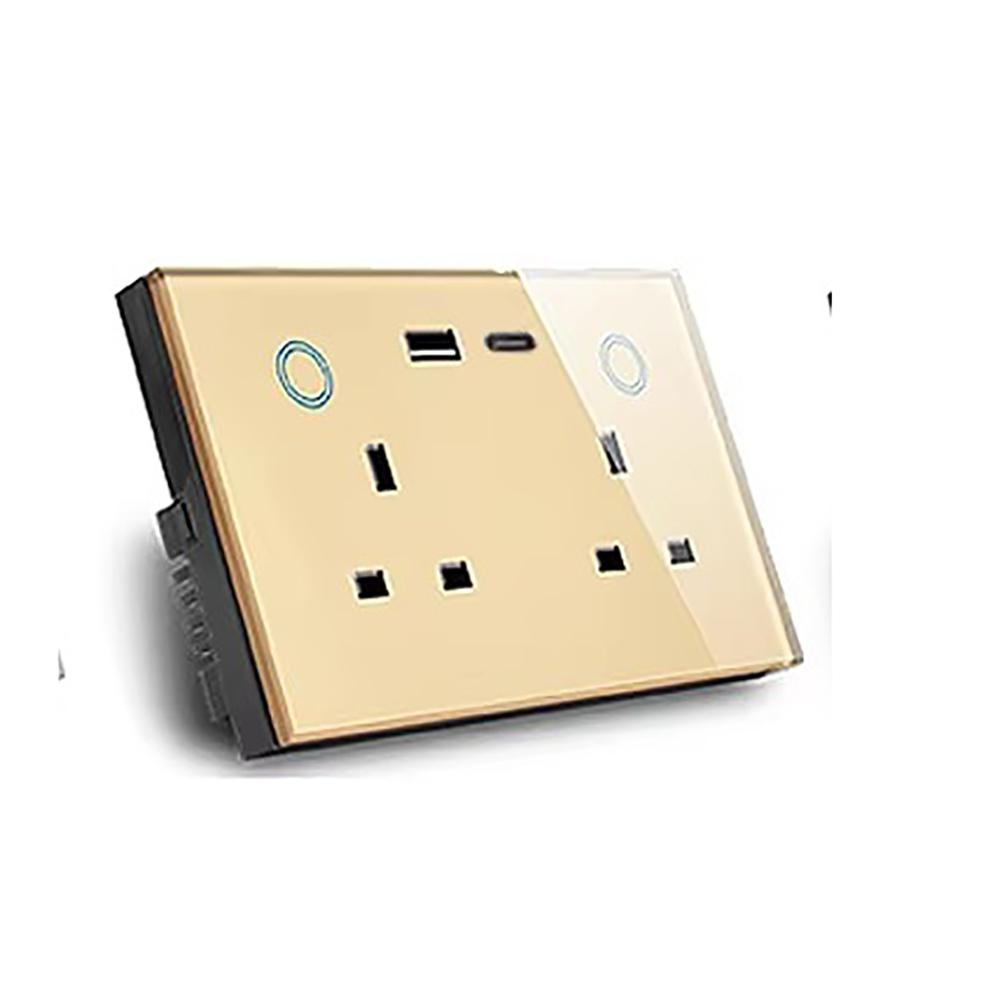 Melery Smart Tuya WiFi Dual UK Socket USB Type-C PD 20 Вт Сенсорное управление,Голосовое управлениеМониторинг электроэнергии, Alexa Google Home