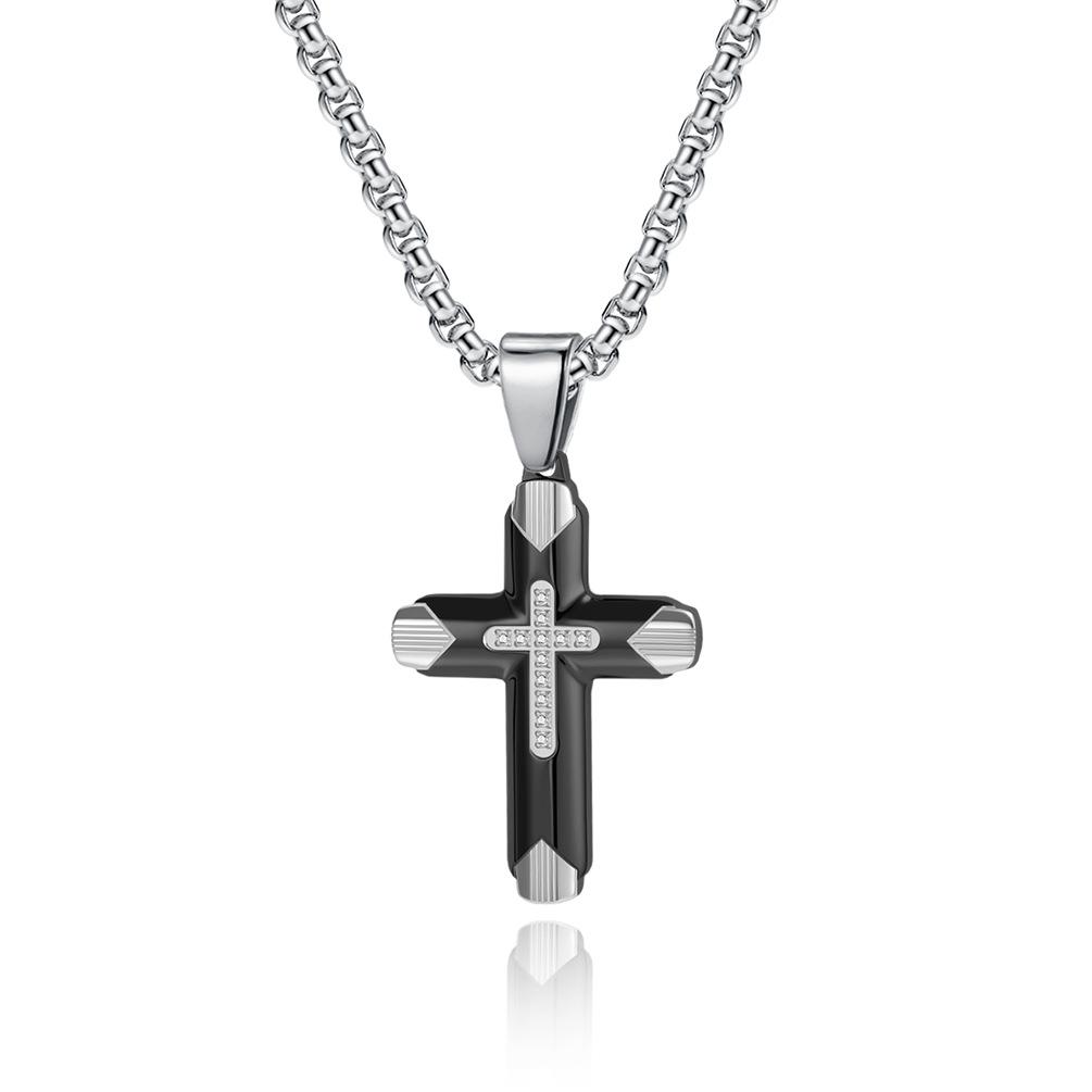 New Pendant Arrow Feather Inspiration Arc Men's Cross Sweater Chain Exquisite Small Size Titanium Steel Necklace