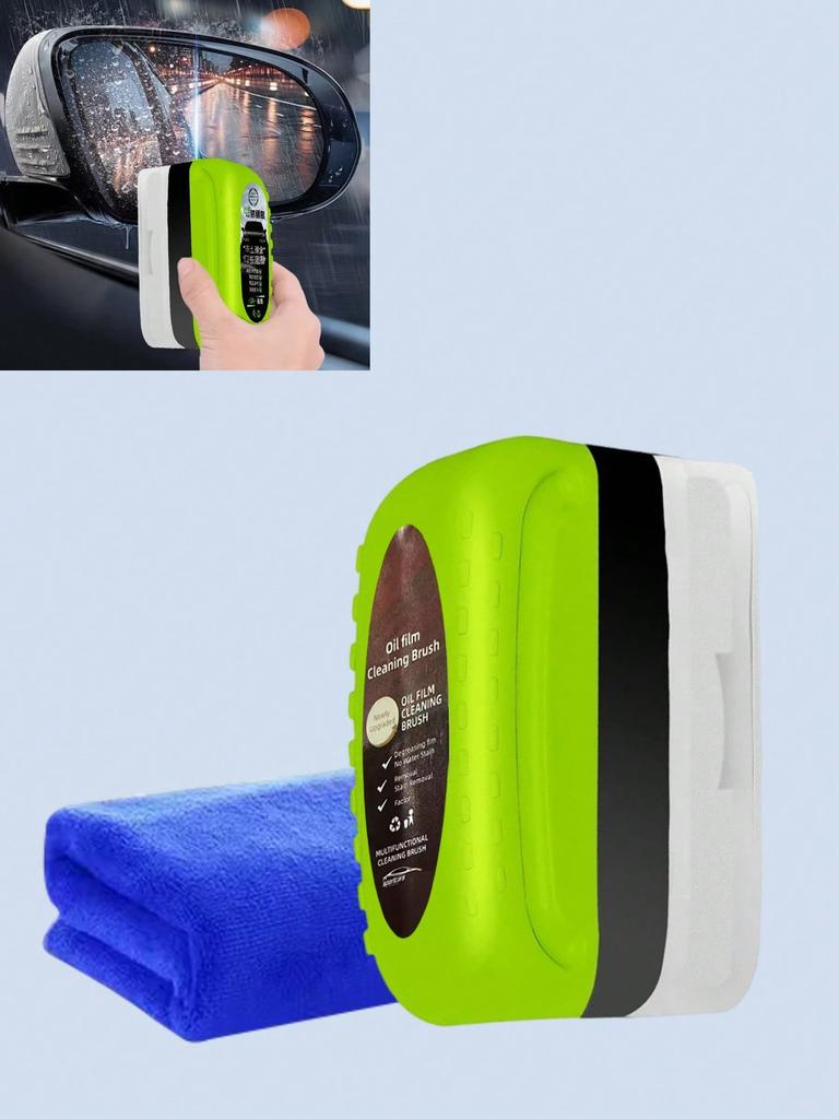 2 шт./комплект Комплект против запотевания лобового стекла автомобиля - Скребок из АБС-смолы + Губка-аппликатор + Микрофибровая салфетка, Прост в использовании
