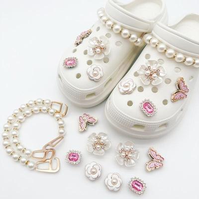 10 шт. подвеска для обуви Crocs DIY винтажная металлическая бабочка со стразами украшение для обуви пряжка для Croc подвески дырка обувь аксессуары
