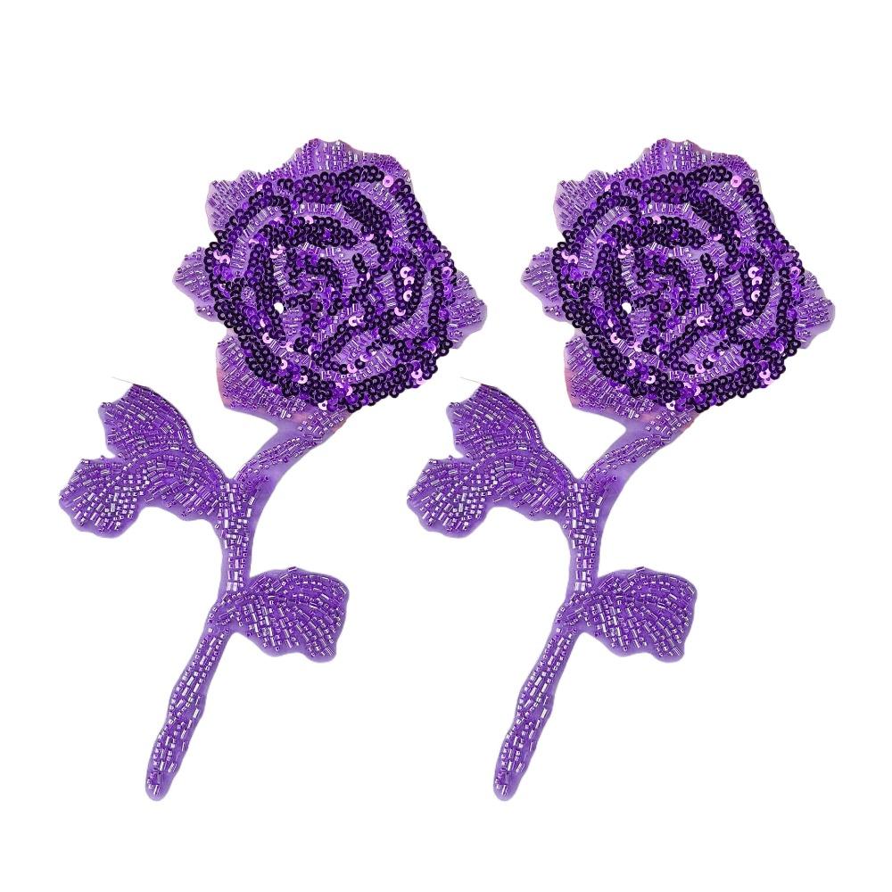 2PCS Handmade Sequin Rose Appliques Flower Clothing Applique Delicate Clothing Patches  Women