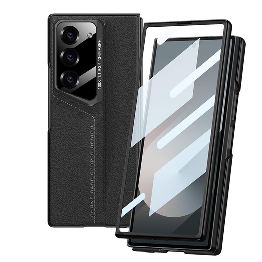 Подходит для чехла для мобильного телефона Samsung Fold6 Porsche Zfold6 Защитный чехол Blade Ультратонкий Простой кожаный простой чехол