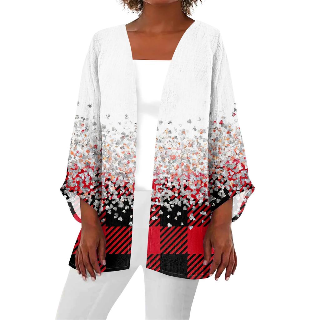 Женская повседневная мода Caot с рождественским принтом Легкая куртка средней длины Кардиган