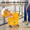 Mop Bucket with Wringer, 35 Qt. Commercial Mop Bucket with Side Press Wringer, Side-Press Mop Bucket and Wringer Combo on Wheels, for