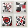 Red and Black Geometric Lines Color Matching Retro Pillow Cover 60*60 Sofa Decoration Cushion Cover 45*45 Home Decoration