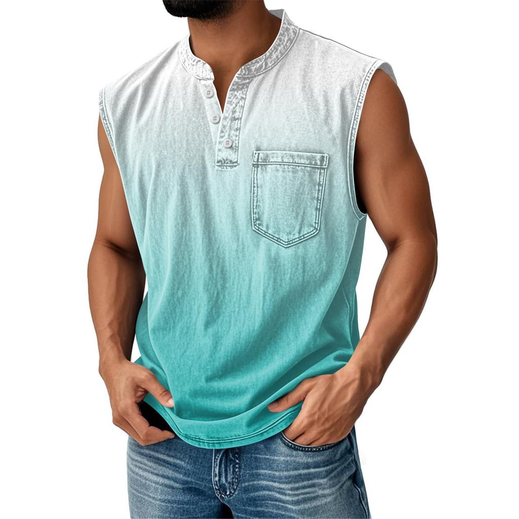 Мужская состаренная рубашка без рукавов с градиентным принтом