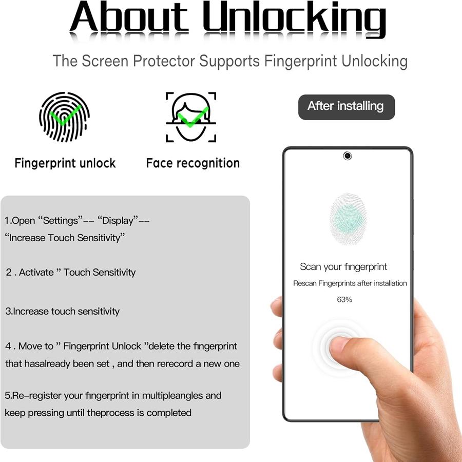 Комплект из 3 защитных стекол из закаленного стекла для серии Samsung Galaxy S25 - 0,26 мм, совместимы с разблокировкой по отпечатку пальца, HD-прозрачность