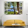 3D вид из окна, наклейки на стену, наклейки с лесным пейзажем, съемные обои, наклейки, украшение дома
