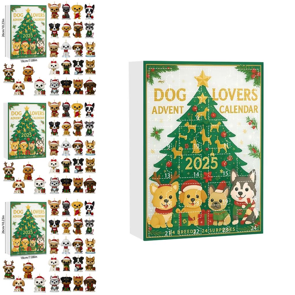 Dog Series Advent Calendar With Acrylic Festive Decor For Christmas Party Gifts