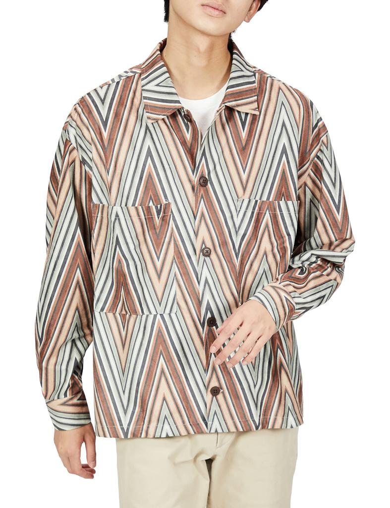 Improves Men's Long Sleeve Faux Suede All-Over Print Shirt, Size 50378, Size D/M