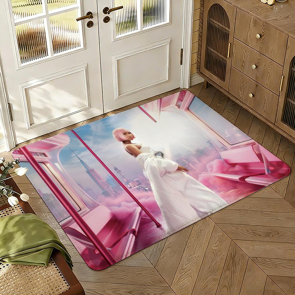 Singer Nicki Minaj Pink Friday Floor Mat Soft Thickened Absorbent Non-Slip Bedroom Living Room Door Mat Home Decor Flannel Rugs