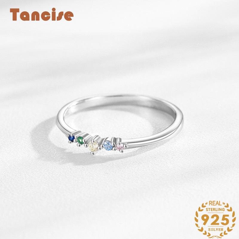 Tancise Classic 925 Sterling Silver Zircon Ring Ladies Jewelry Wedding Promise Party Gift