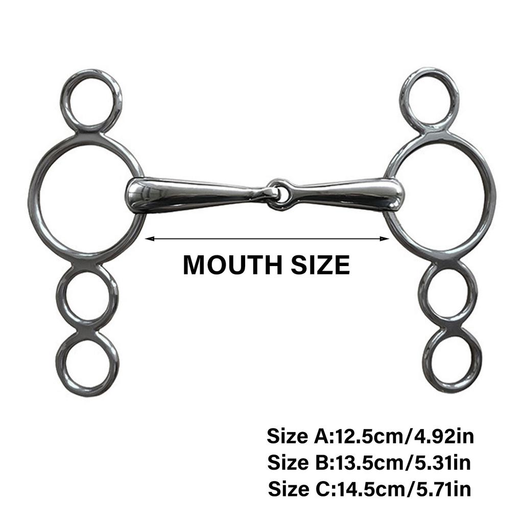Нержавеющая сталь Gag Bit Конский трензель Сочлененный рот 3 кольца Continental Gag Bit Свободные кольца Конное снаряжение Простота в использовании