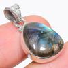 Natural Labradorite Gemstone 925 Solid Sterling Silver Gift Pendant 1.25" r2U45