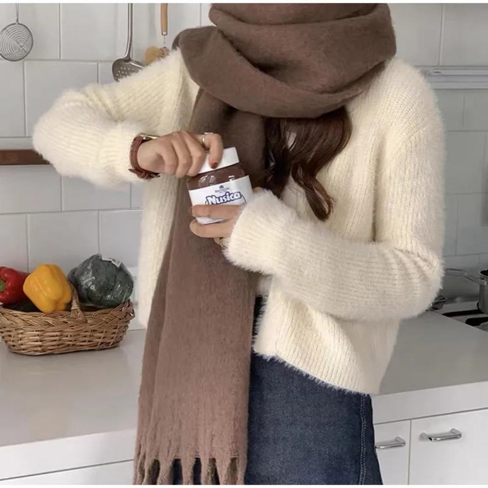 2025 20 Colors Solid Color Scarf Soft Women's Pashmina Shawl Thickened and Warm Scarves Large Cashmere Shawl