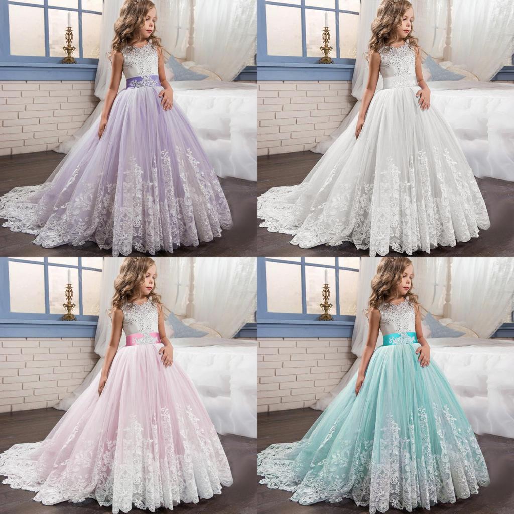 Childrens Princess Dress With Lace Patchwork For Girls