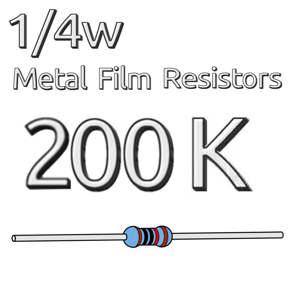 200 шт. 1/4 Вт, 0,25 Вт, 1% допуск, металлопленочный резистор 68K, 75K, 82K, 91K, 100K, 110K, 120K, 150K, 180K, 200K, 220K, 240K, 270K, 300K, 330K, 360K, 390K, 510K, Ом.