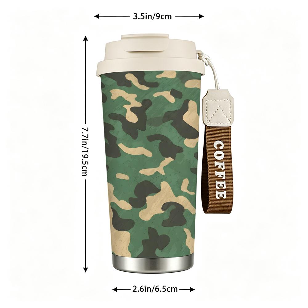 Camo Print Tactical Style Stainless Steel Insulated Coffee Tumbler Vacuum Thermal Cup for Travel Office Hiking Outdoor Activities