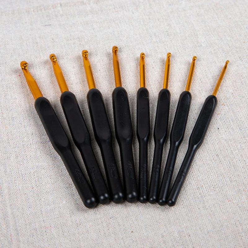 8шт. Набор крючков для вязания крючком ручной работы с мягкой ручкой, швейный инструмент, спицы для вязания дома, ручка из алюминиевого сплава, эргономичный портативный