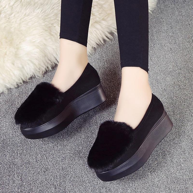 Plush and thickened fluffy shoes for women's autumn and winter new warm women's cotton shoes flat-soled outer wear soft-soled comfortable Doudou shoes