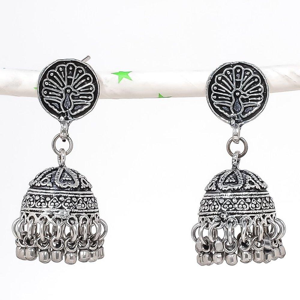 Натуральные индийские серьги Jhumki с драгоценным камнем, серебряные серьги в этническом стиле Бали, 1,77 дюйма, u2Y50