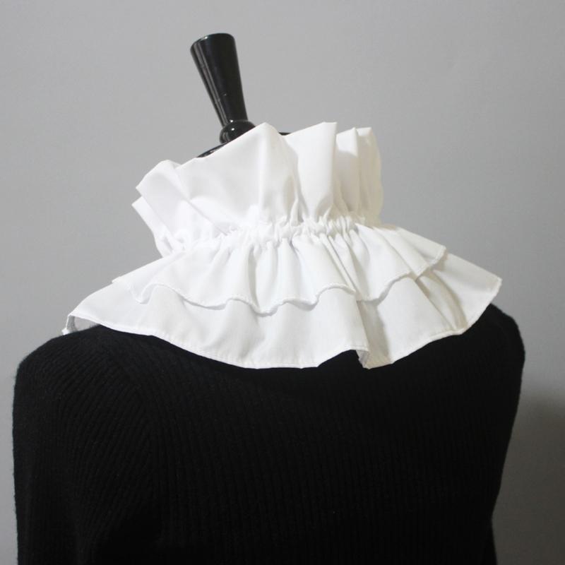 Women Layered Ruffle False Collar Victorian Renaissance Neck Ruff Fashion Clown Collar Halloween Props Costume Accessory
