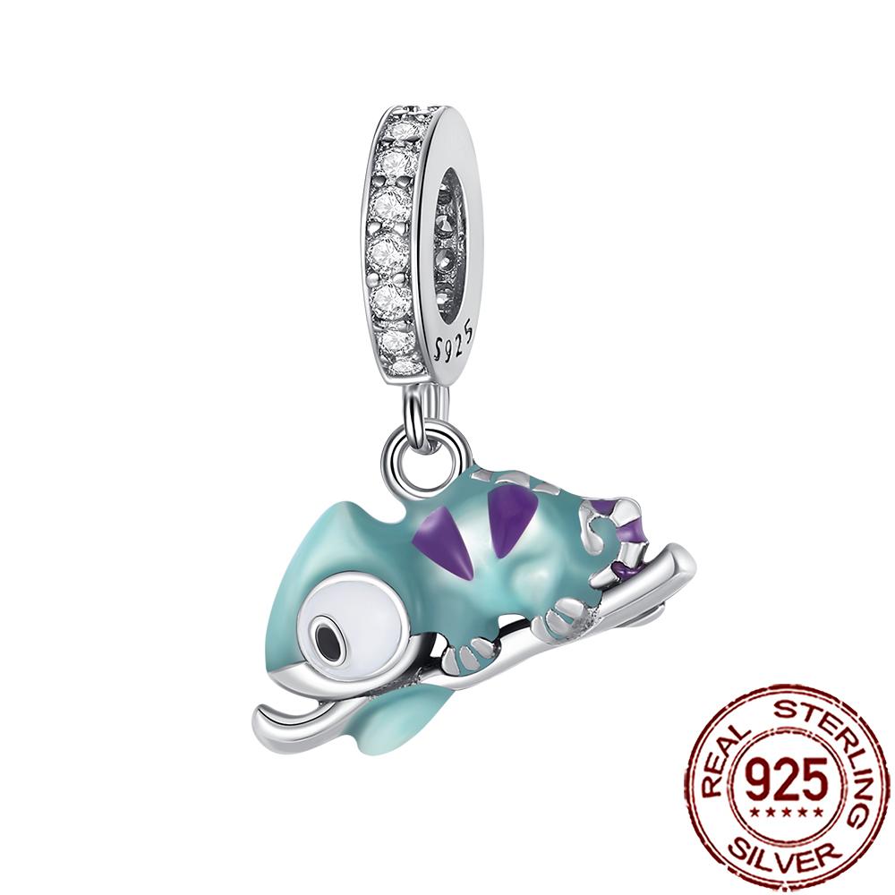 New Charms 925 Silver Cat Dog Flamingo Chameleon Axolotl Animal Beads Fit Bracelet Necklace Women DIY Jewelry