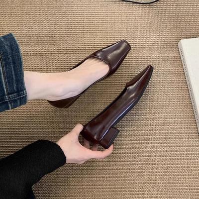 Новая женская обувь из натуральной кожи, многоцветная, на низком каблуке, с круглым носком, на плоской подошве, с мелким вырезом, одинарная обувь, повседневные универсальные лоферы