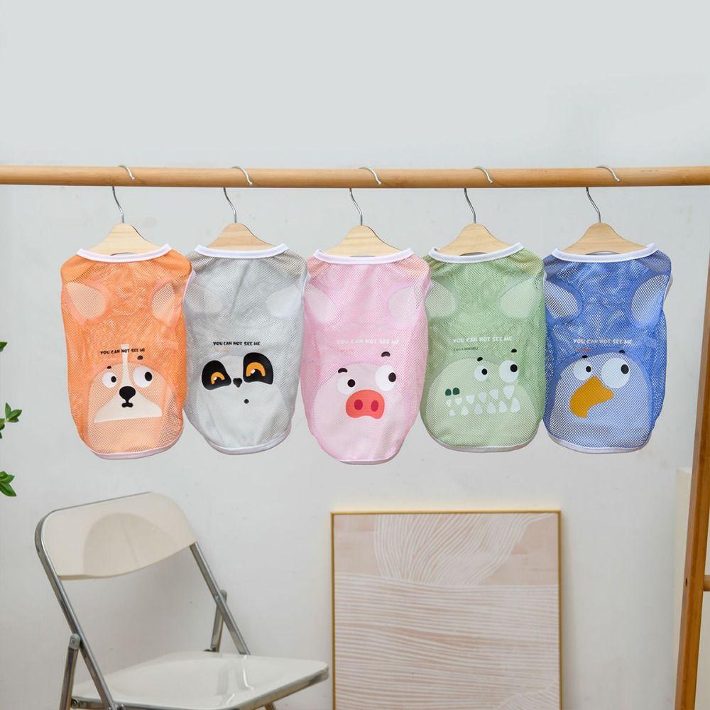 Breathable Dog Cool Mesh Tank Top Polyester Dog Cartoon Printed Vest Spring