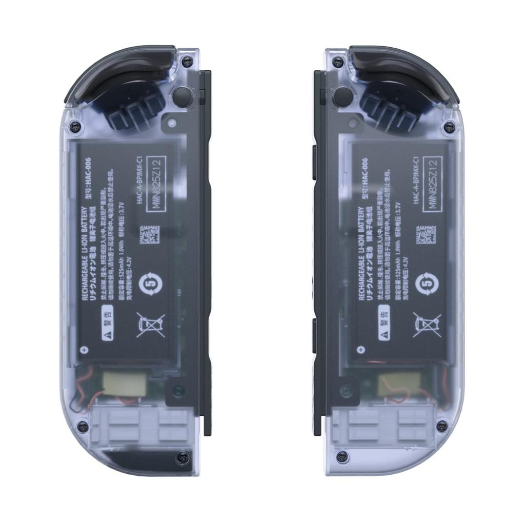 eXtremeRate Handheld Controller Shell Case Key for Switch Clear Housing for Switch OLED with Full Set Buttons (direction Version) Joy-Con, [Glacier