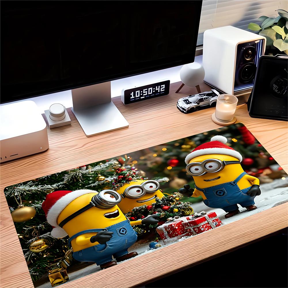 Christmas Minions Celebration Large Gaming Mouse Pad Nonslip Rubber Base Waterproof Desk Mat For Office Pc Laptop