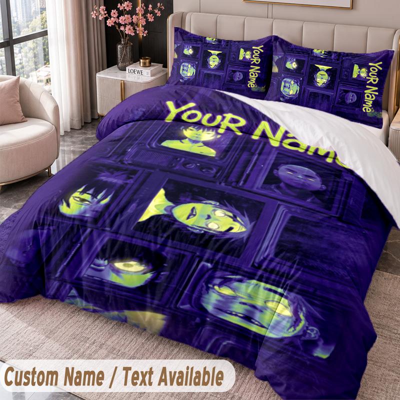 Custom Name Text 3Pcs Bedding Set Gorillaz Duvet Cover And Two Pillowcases