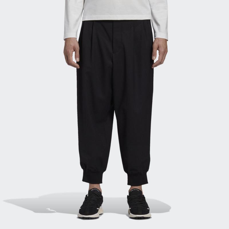 Y-3 Черные мужские брюки из изысканной шерсти с манжетами GK4567