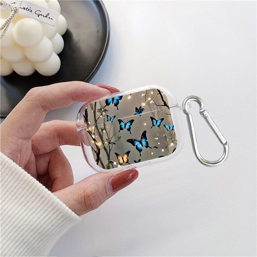 Cartoon Butterfly Pattern Clear Earphone Cases Cover Case For Airpods 2 1 4 Pro2 Pro 3 Pro3