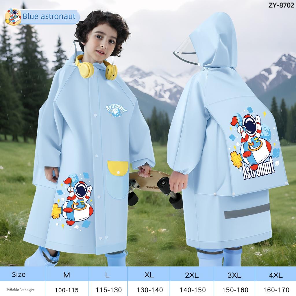 Children's Raincoat for Boys and Girls, Special for Primary School Students, 2025 New Model, Rainproof with Backpack Space, Boys' Rain Poncho