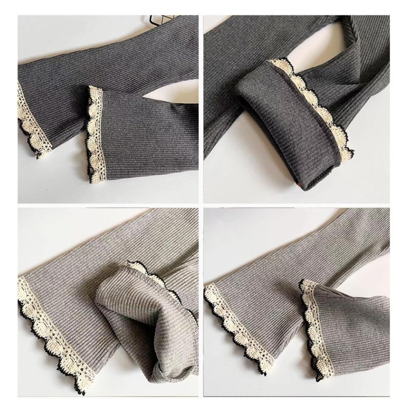 Весна Осень Новые Детские Однотонные Кружевные Брюки КлешДетские Повседневные Универсальные Брюки Узкие Леггинсы для Девочек