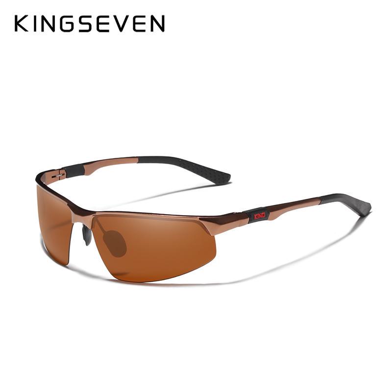 Kingseven Поляризованные мужские алюминиевые солнцезащитные очки серии Driving, синие зеркальные линзы, мужские солнцезащитные очки, авиационные женские и мужские очки 9121