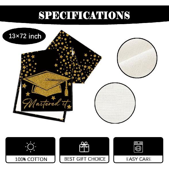 Mastered It Table Runner Graduation Decorations Class of 2025 Congratulations Grad Table Cover Mastered It Masters Graduation Decorations