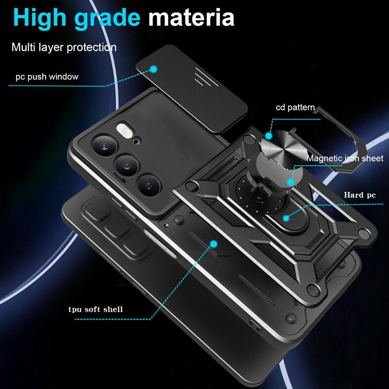 Для OPPO Realme C75 C 75 Realme 14X 14 X 4G Чехол Автомобильный Магнитный Держатель-Кольцо Слайд Камеры Бронированный Ударопрочный Для RealmeC75 Realme14X